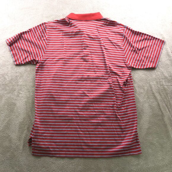 Peter Millar Mens Polo Shirt Medium Striped Top Red Ridgewood 100% Cotton Casual - Picture 12 of 12